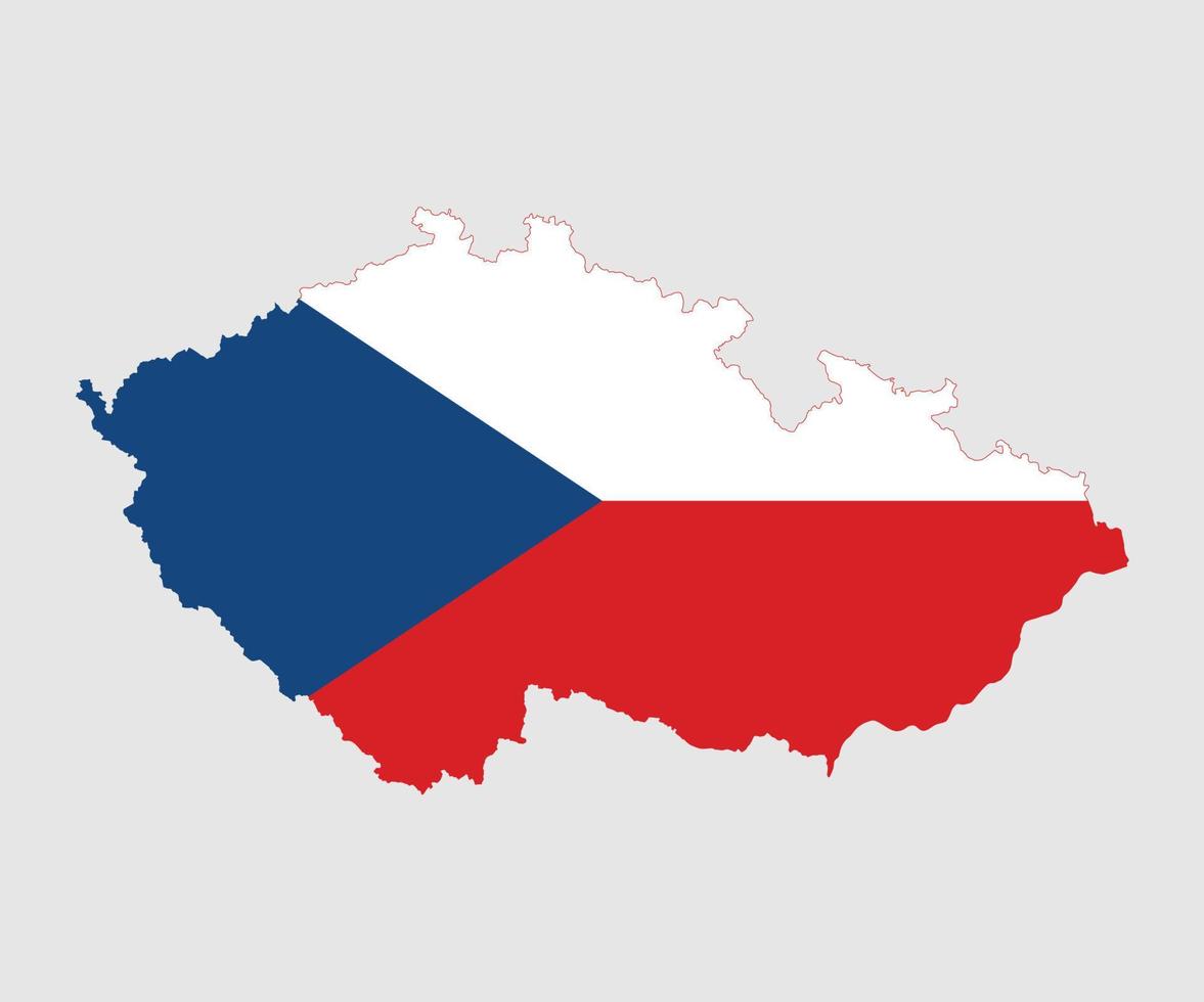 mapa y bandera de la república checa vector