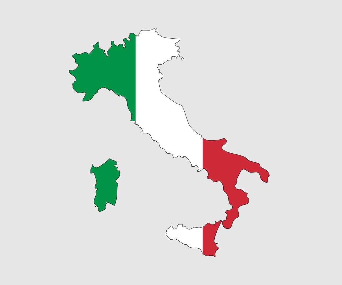 mapa y bandera de italia vector