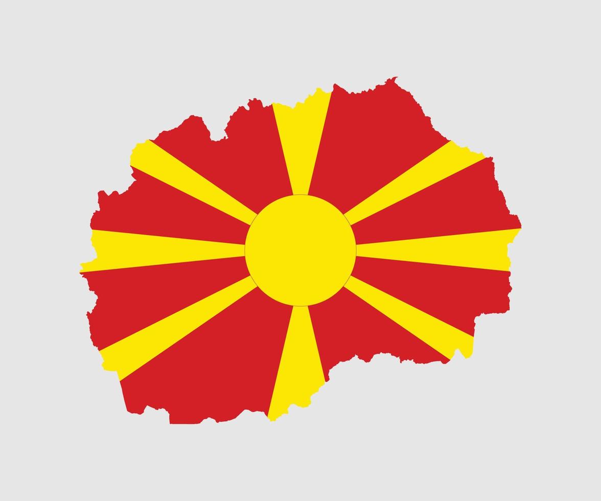 mapa y bandera de macedonia del norte vector
