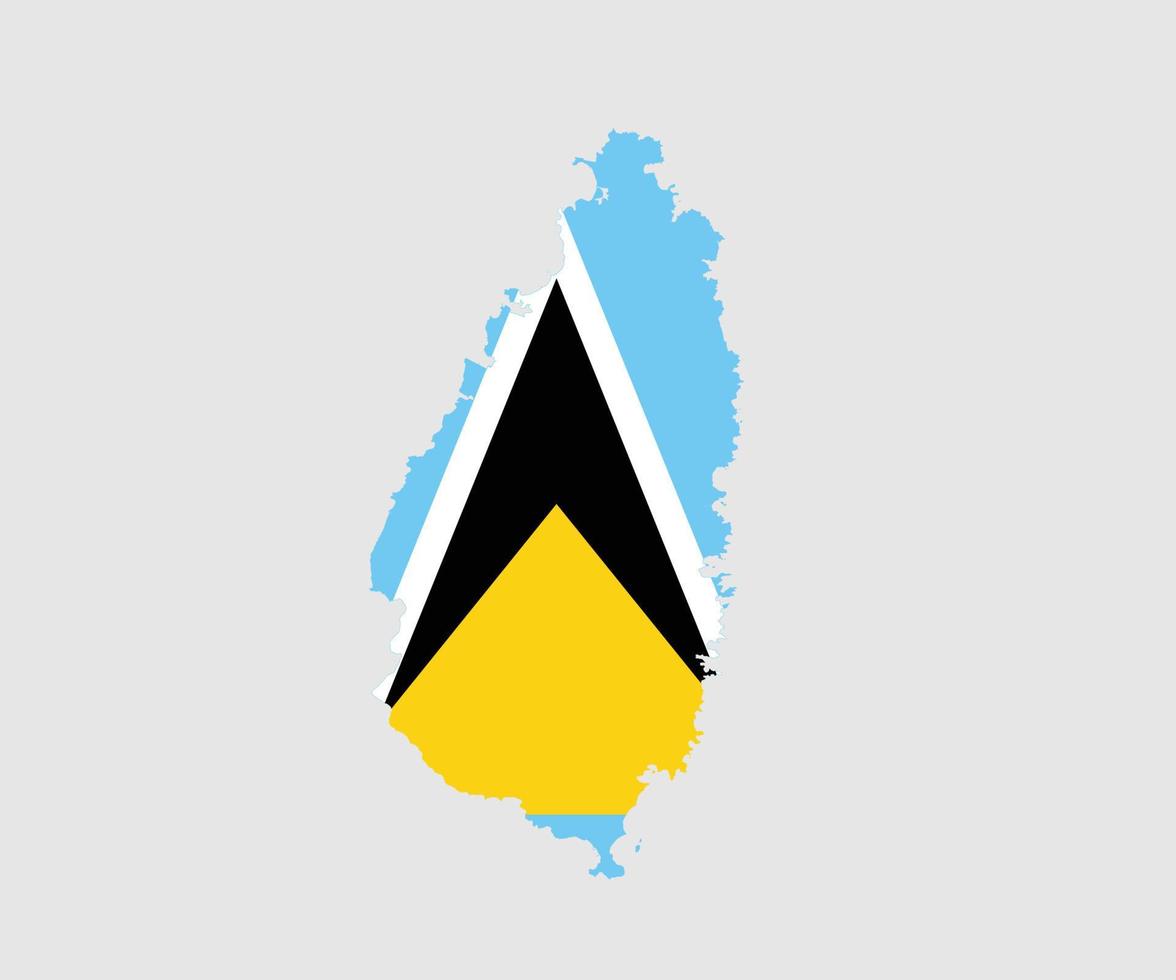 Map and flag of Saint Lucia vector