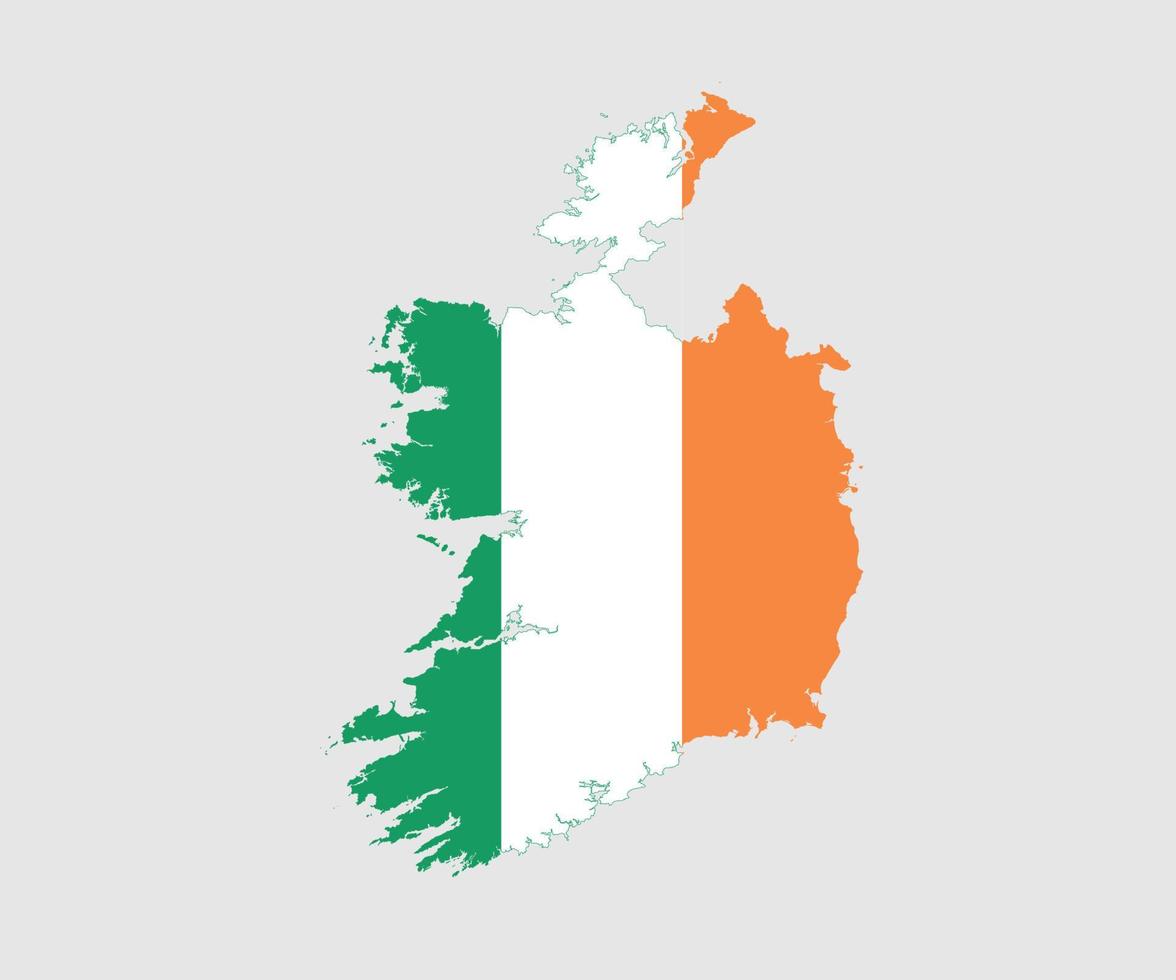 mapa y bandera de irlanda vector