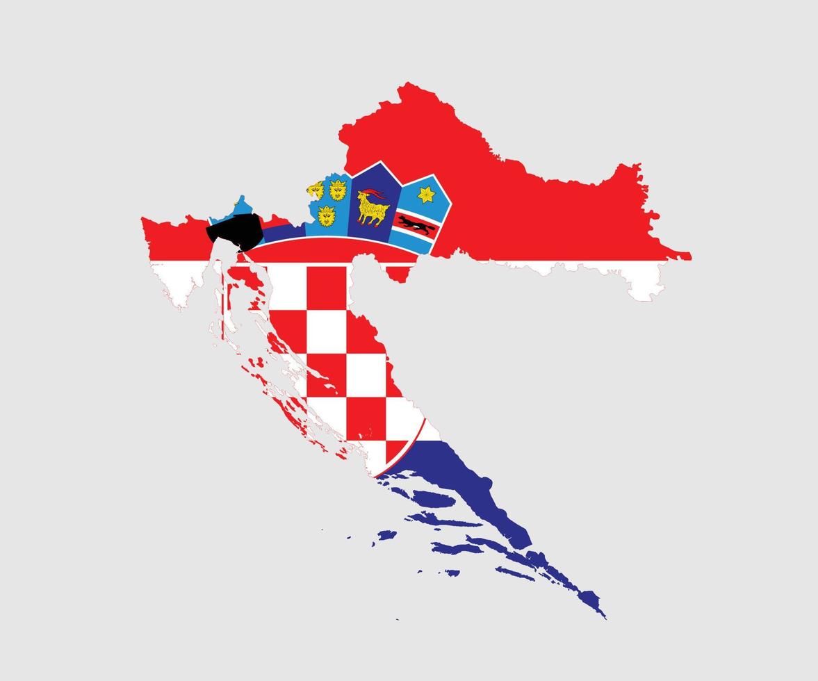 Map and flag of Croatia vector