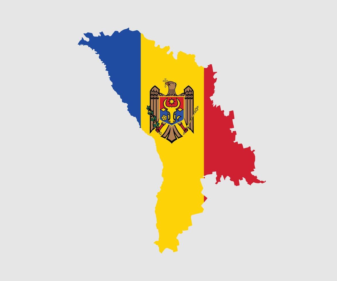 Map and flag of Moldova vector