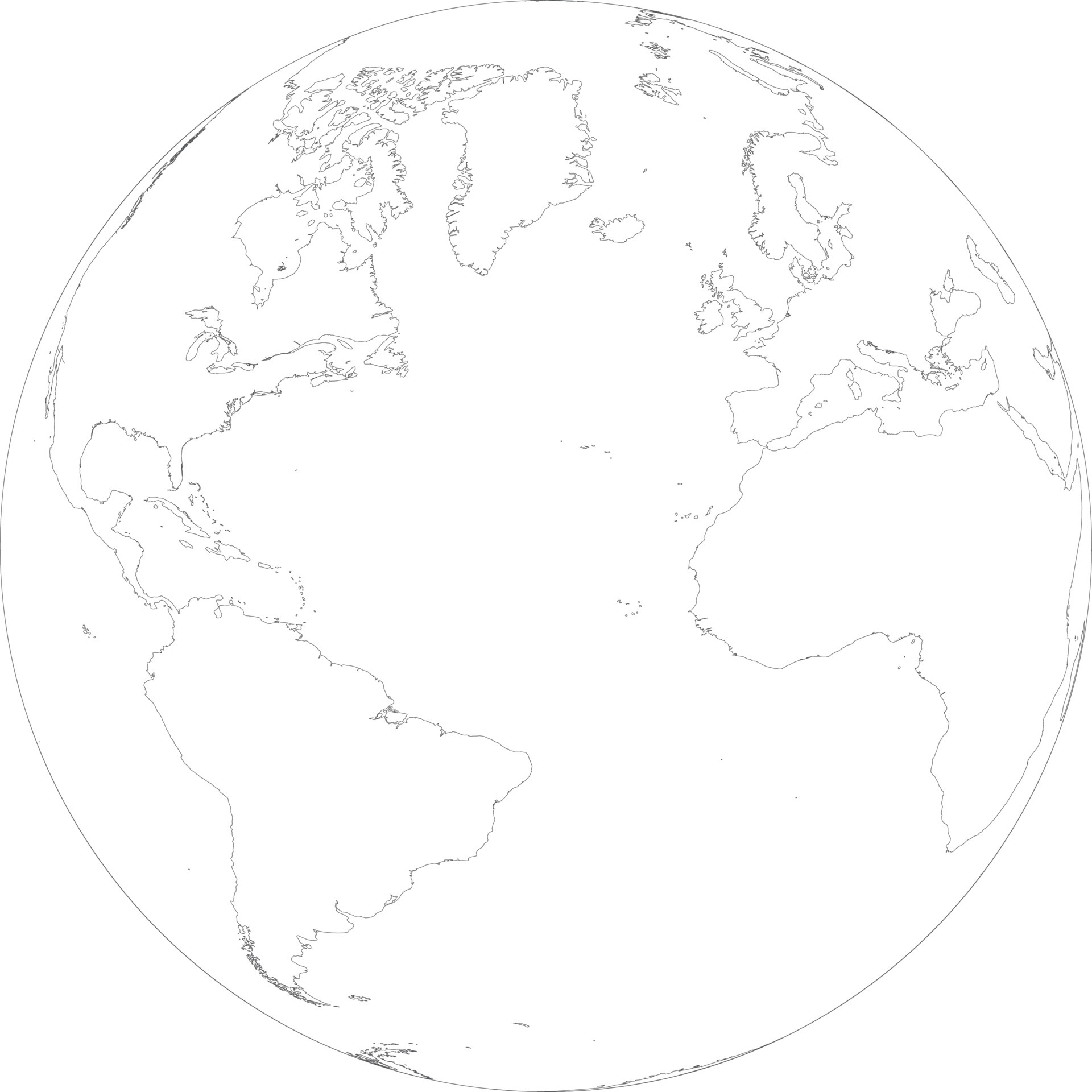 Atlantic Ocean Outline Map 
