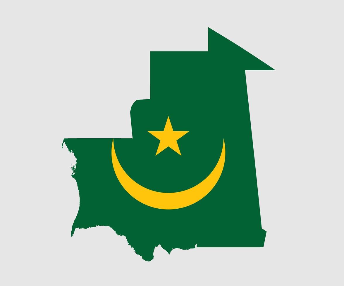 mapa y bandera de mauritania vector