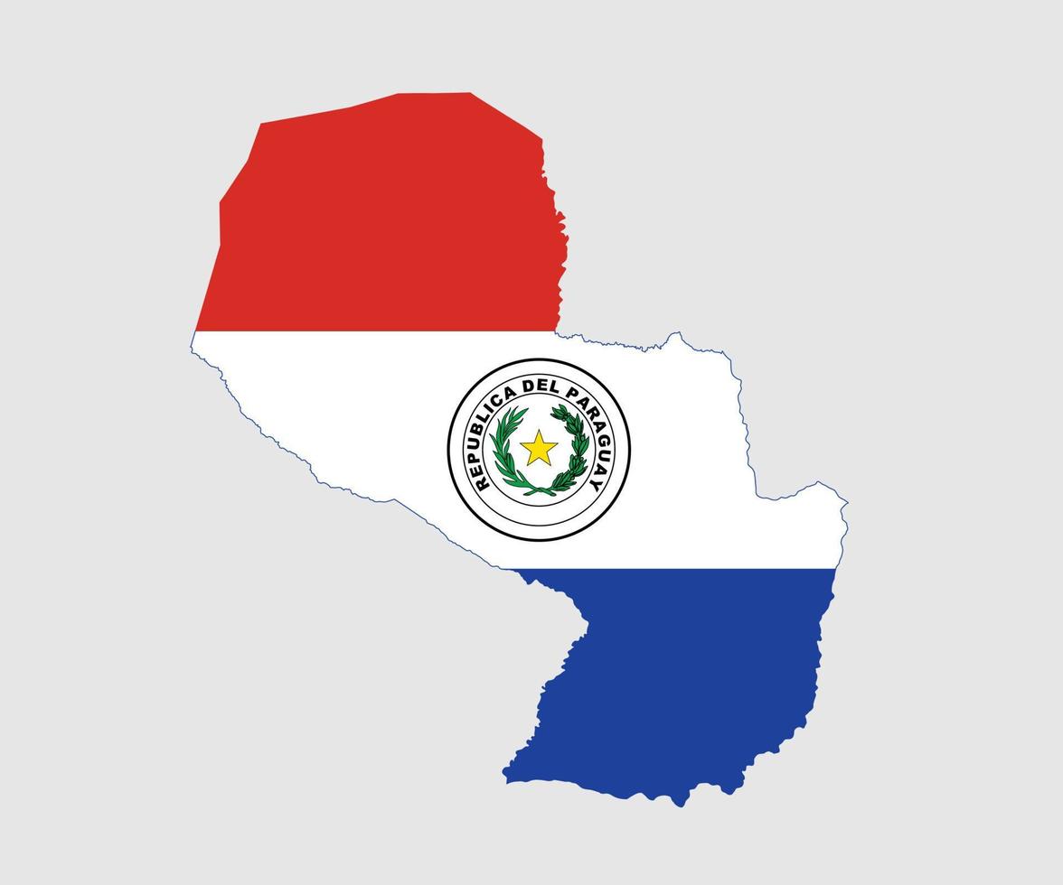 Map and flag of Paraguay vector