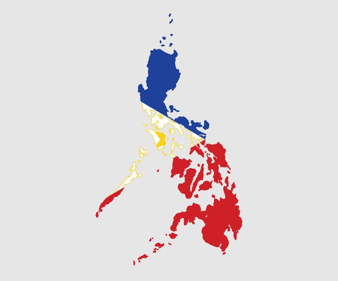 mapa y bandera de filipinas vector