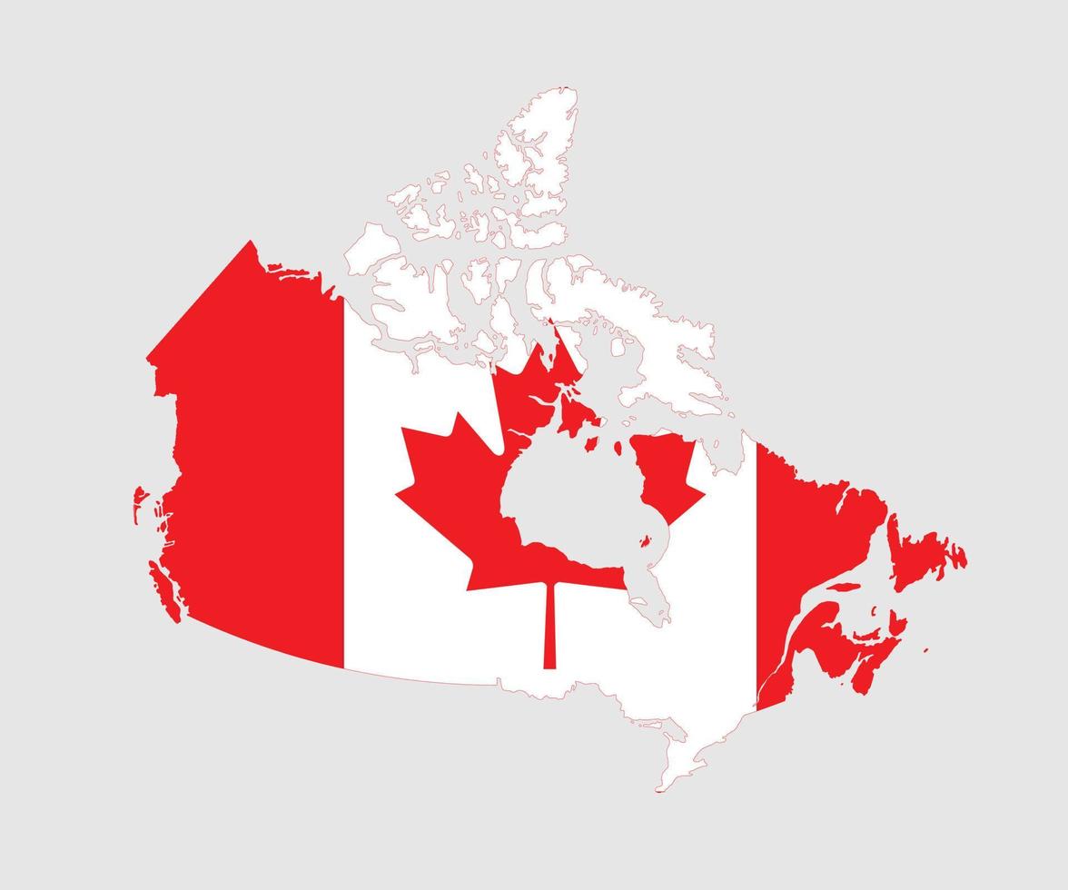 mapa y bandera de canadá vector