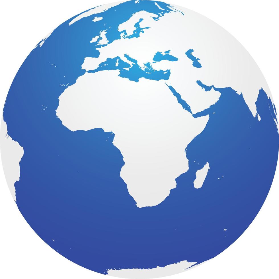 Map of Globe of Africa Blue vector