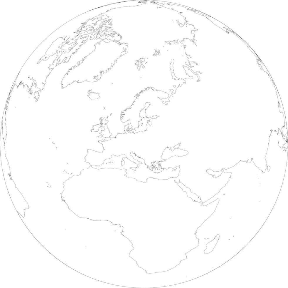 Map of Globe of Europe Outline vector