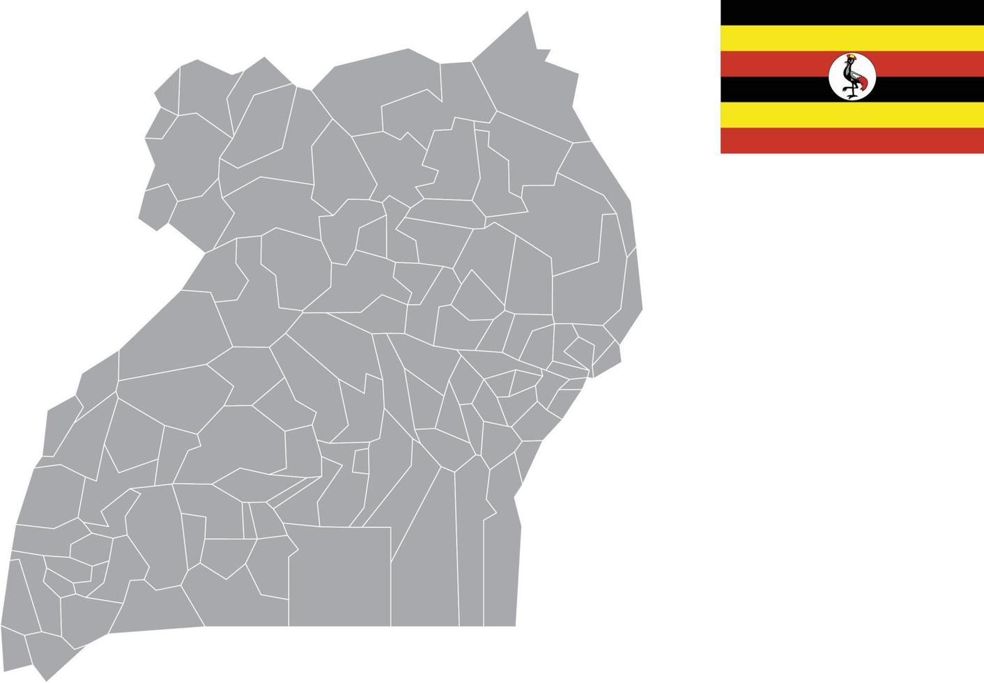 mapa de Uganda bandera de uganda ilustración de vector de símbolo de icono plano