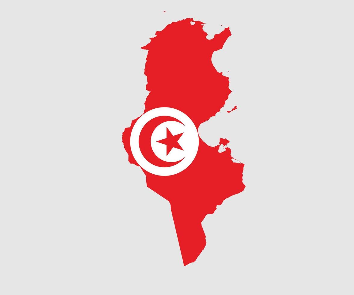 Map and flag of Tunisia vector