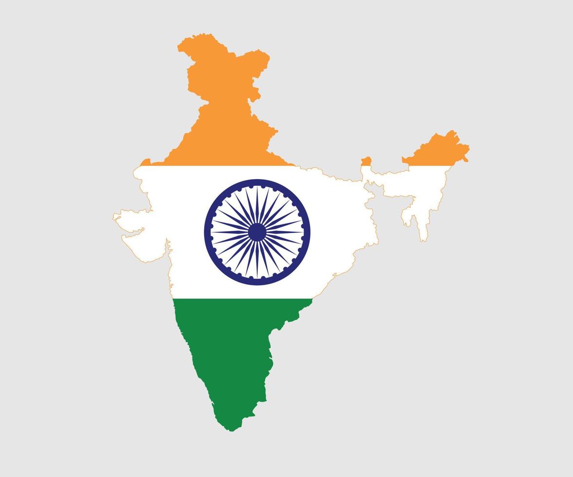mapa y bandera de india vector