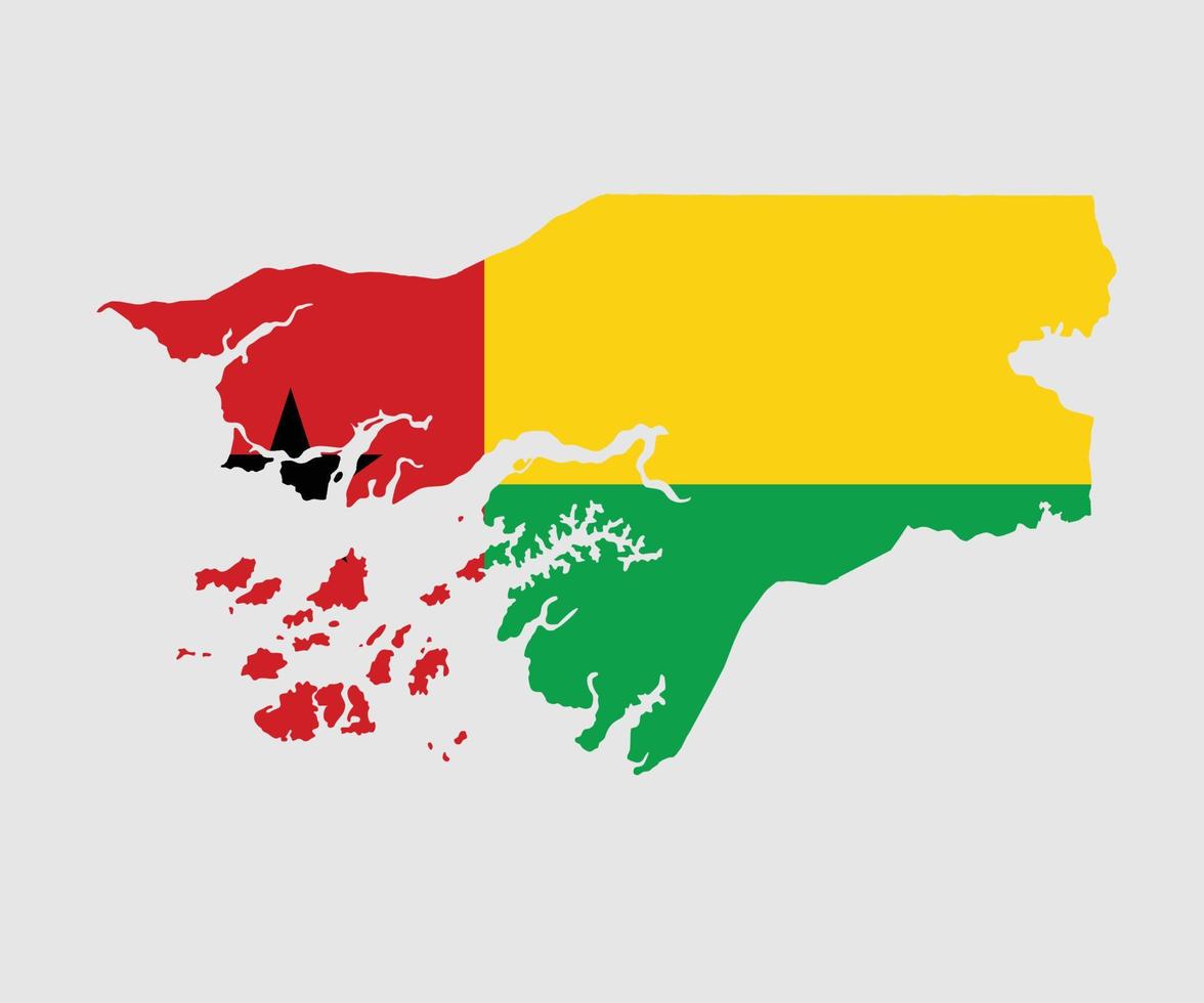 Map and flag of Guinea Bissau vector