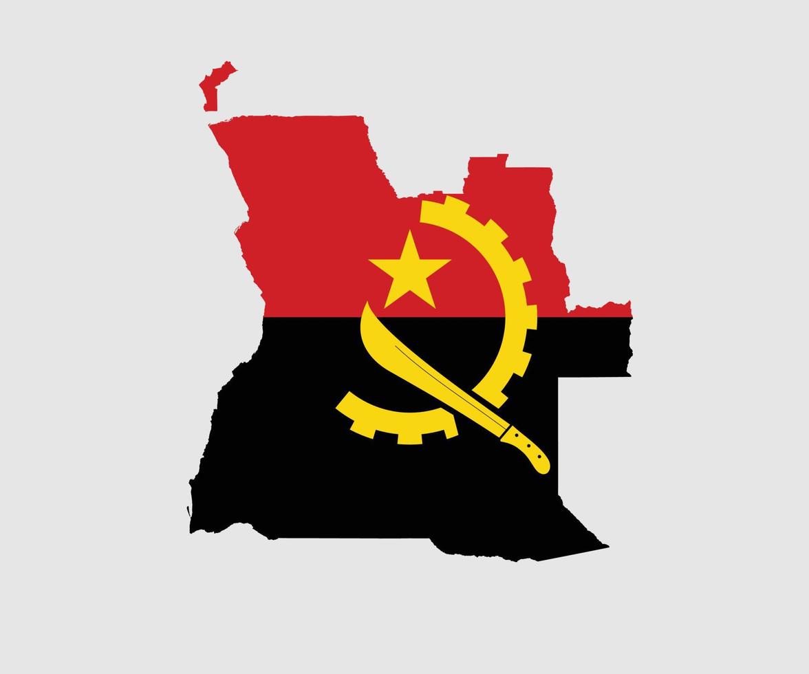 mapa y bandera de angola vector