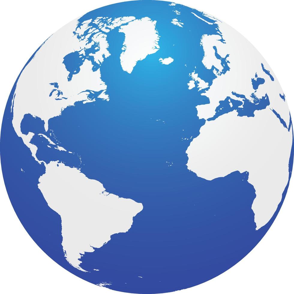 mapa del globo del océano atlántico azul vector