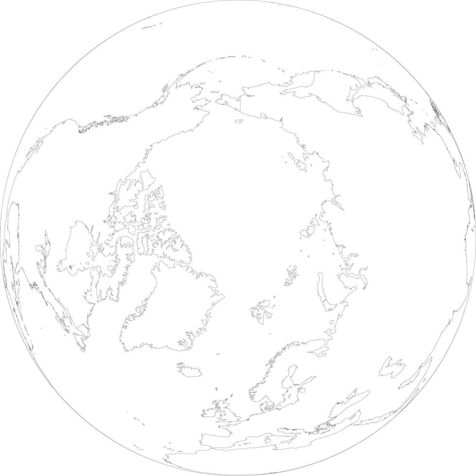 Map of Globe of Arctic Outline vector