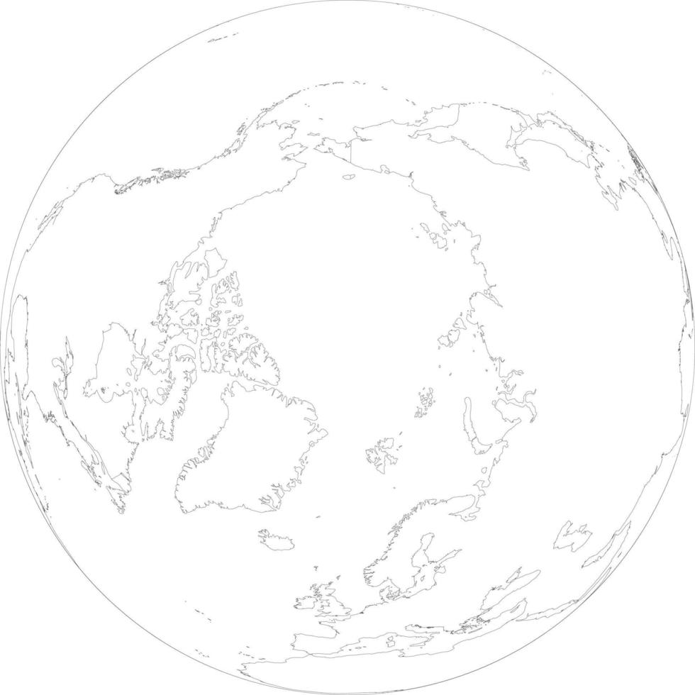 mapa del globo del contorno ártico vector