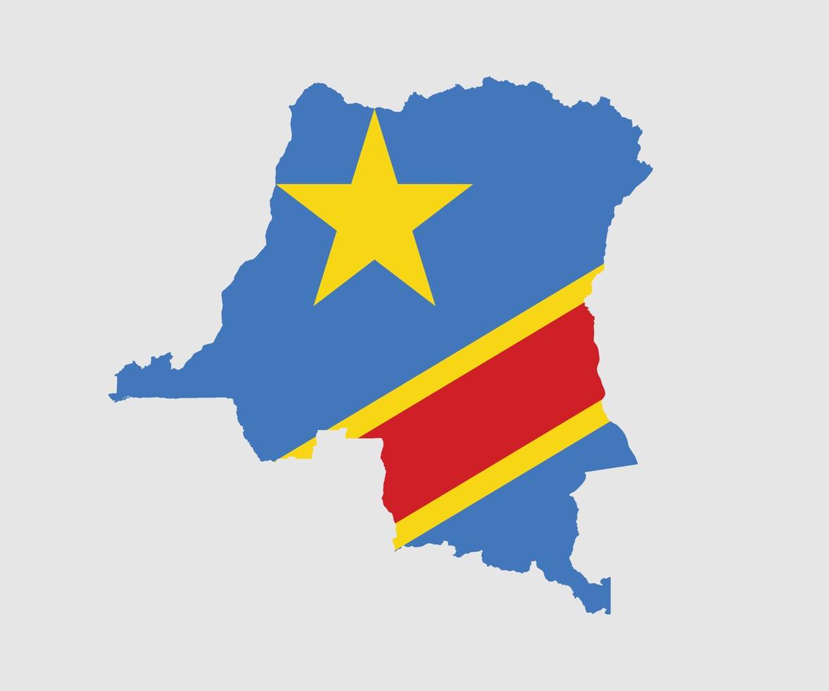 Map and flag of Democratic Republic of the Congo vector