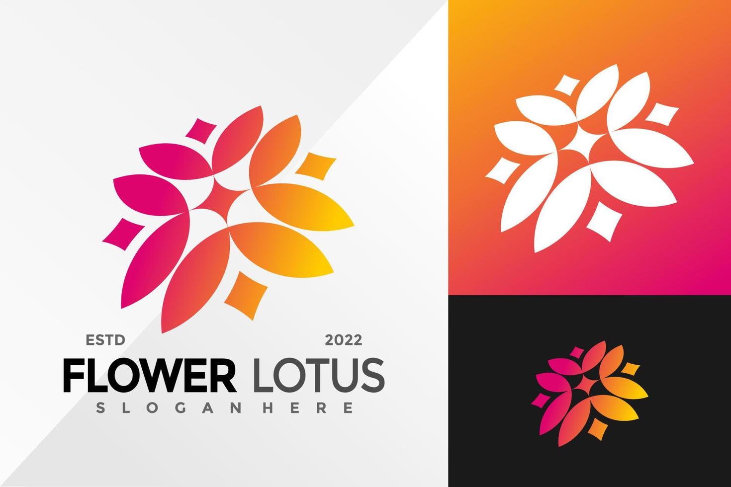 Flower Lotus Colorful Logo Design Vector illustration template