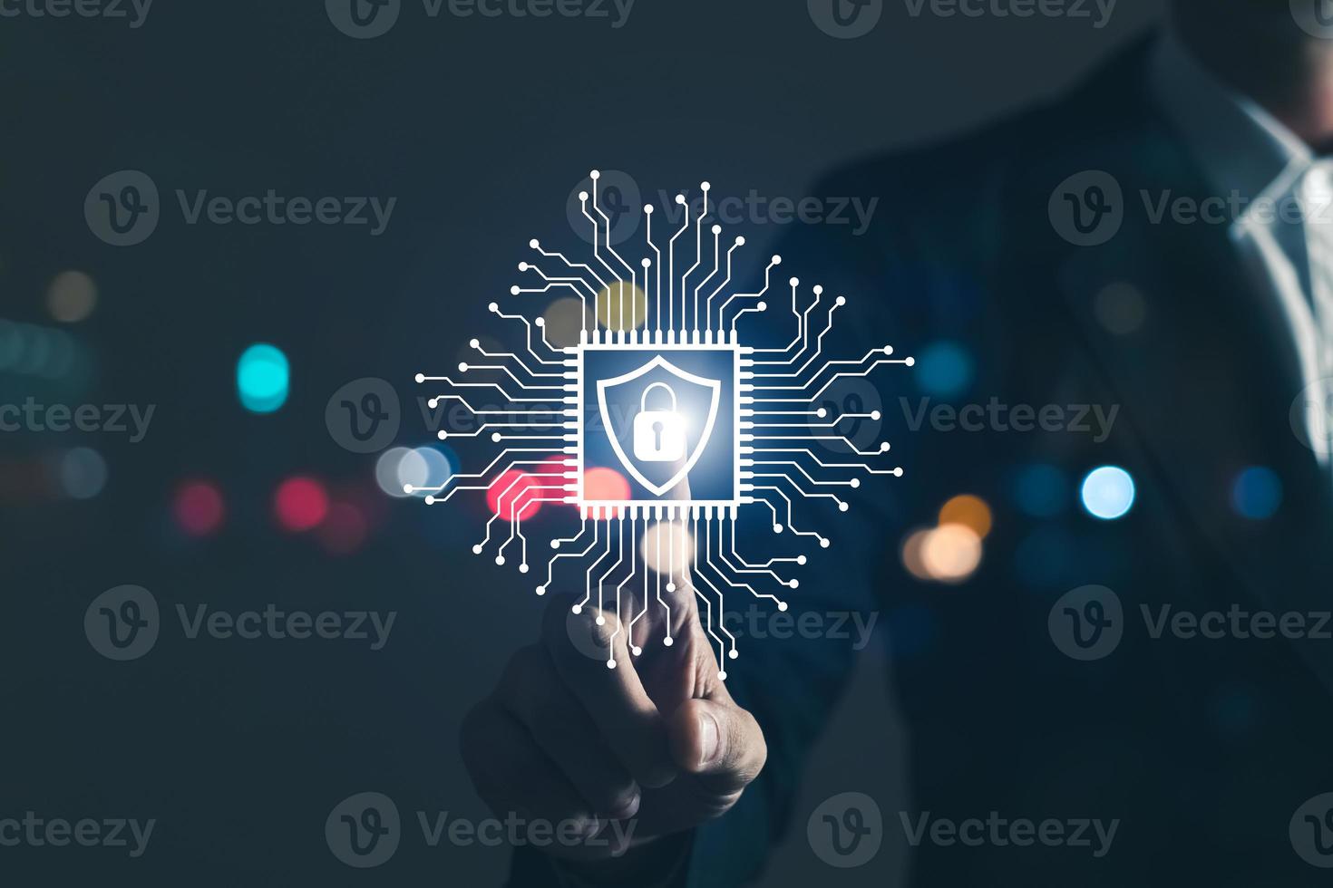 Concept of cyber security, information security and encryption, secure access to user's personal information, secure Internet access, cybersecurity. photo