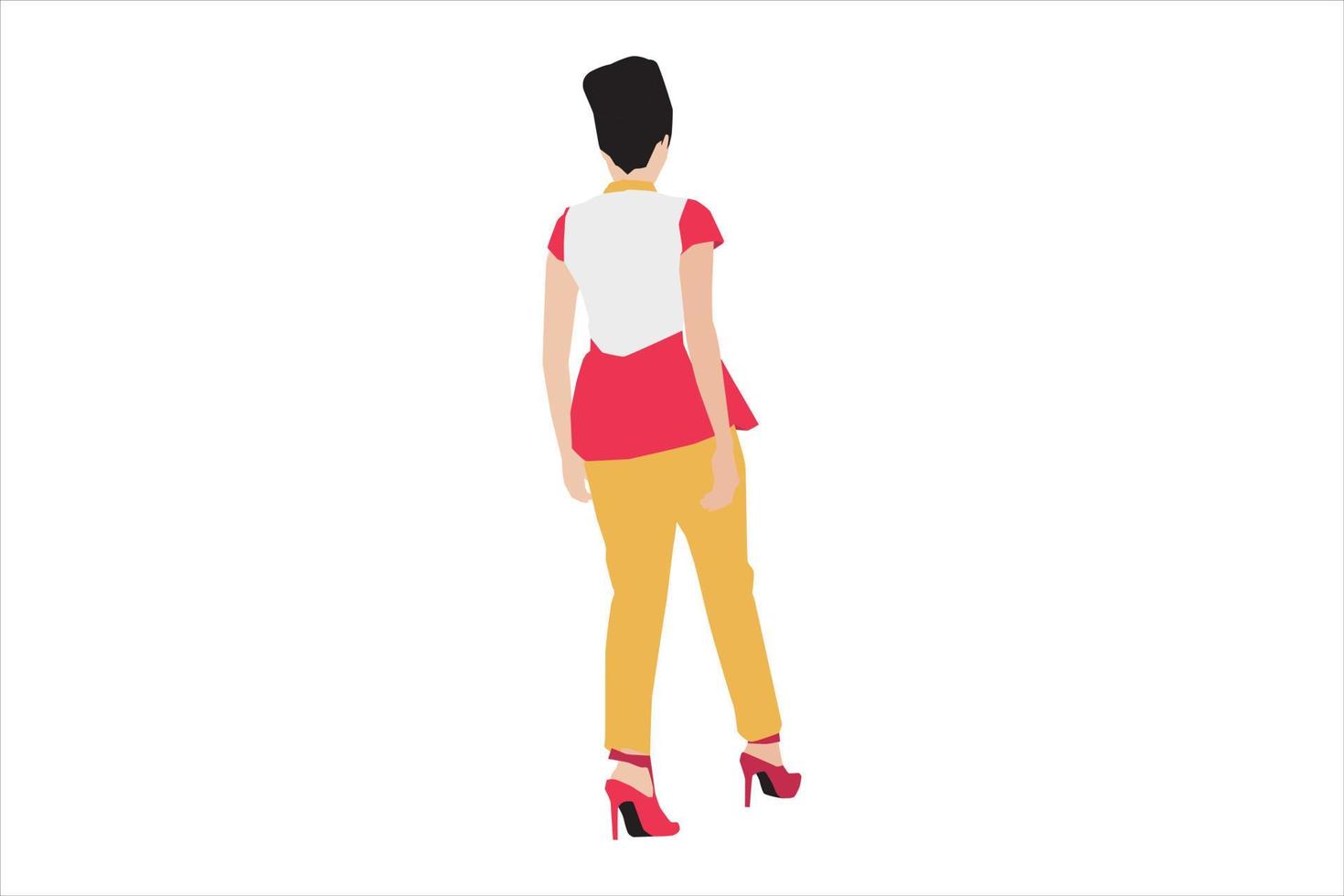 Vector illustration of fashionable women walking on the sidewalk