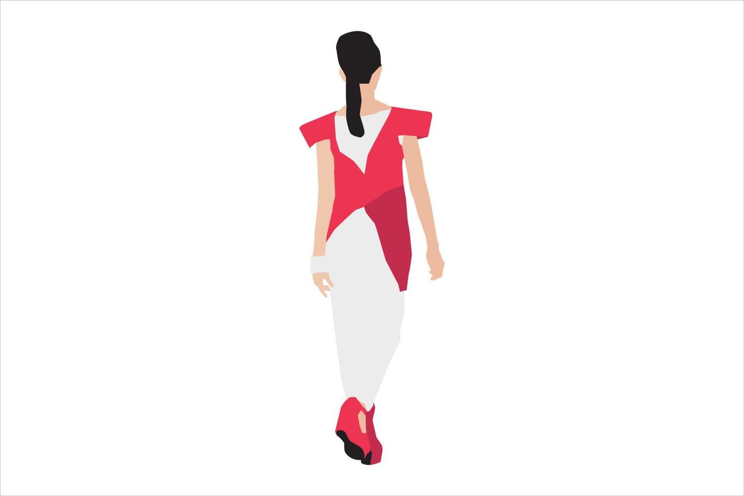 Vector illustration of fashionable women walking on the sidewalk