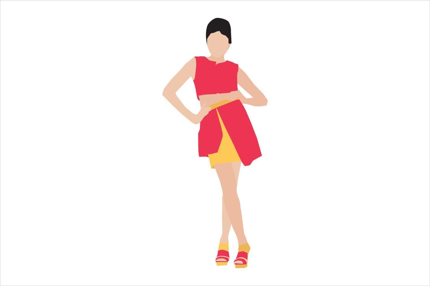 ilustración vectorial de mujeres elegantes posando en la acera vector