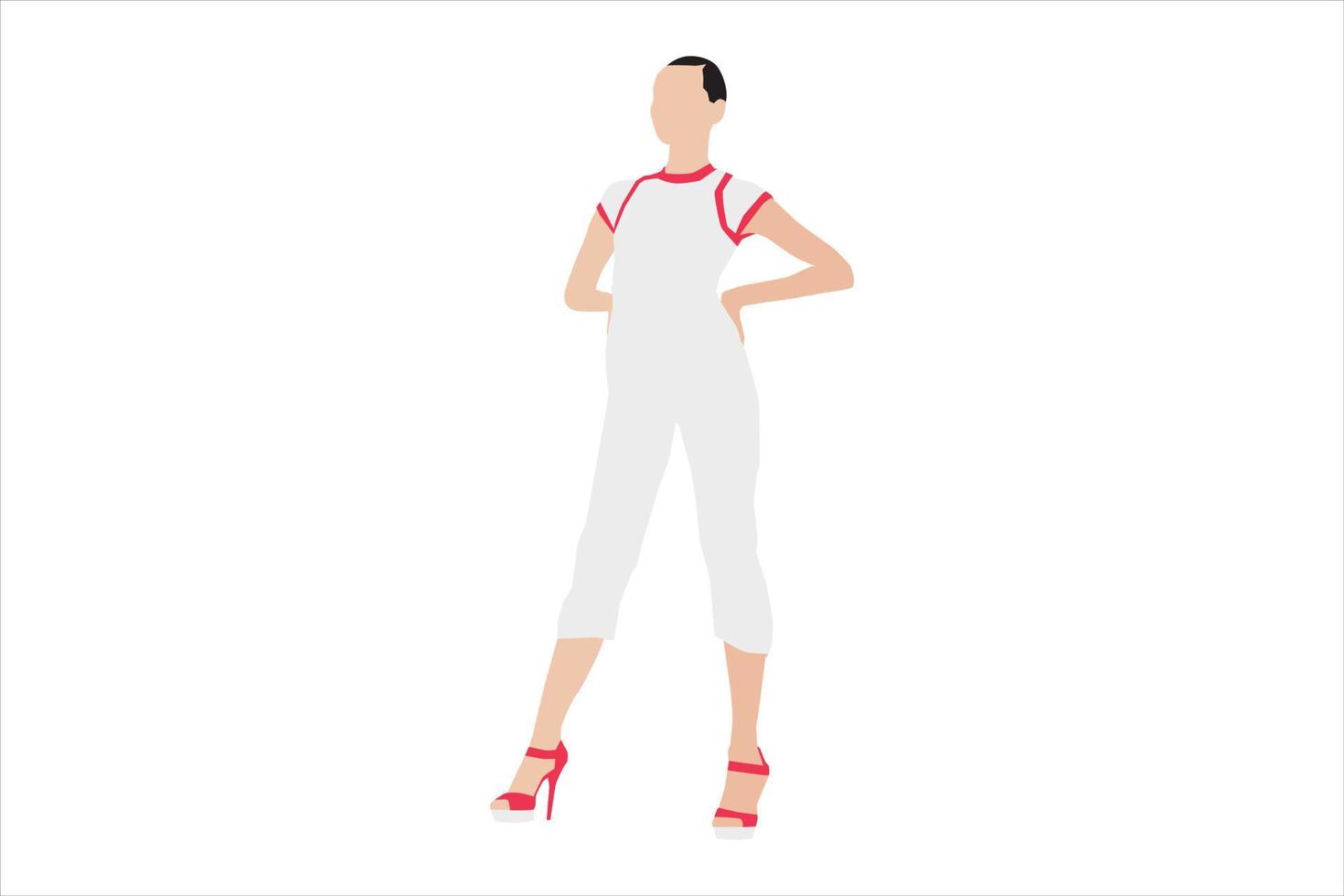 Vector illustration of casual women posing on the sidewalk