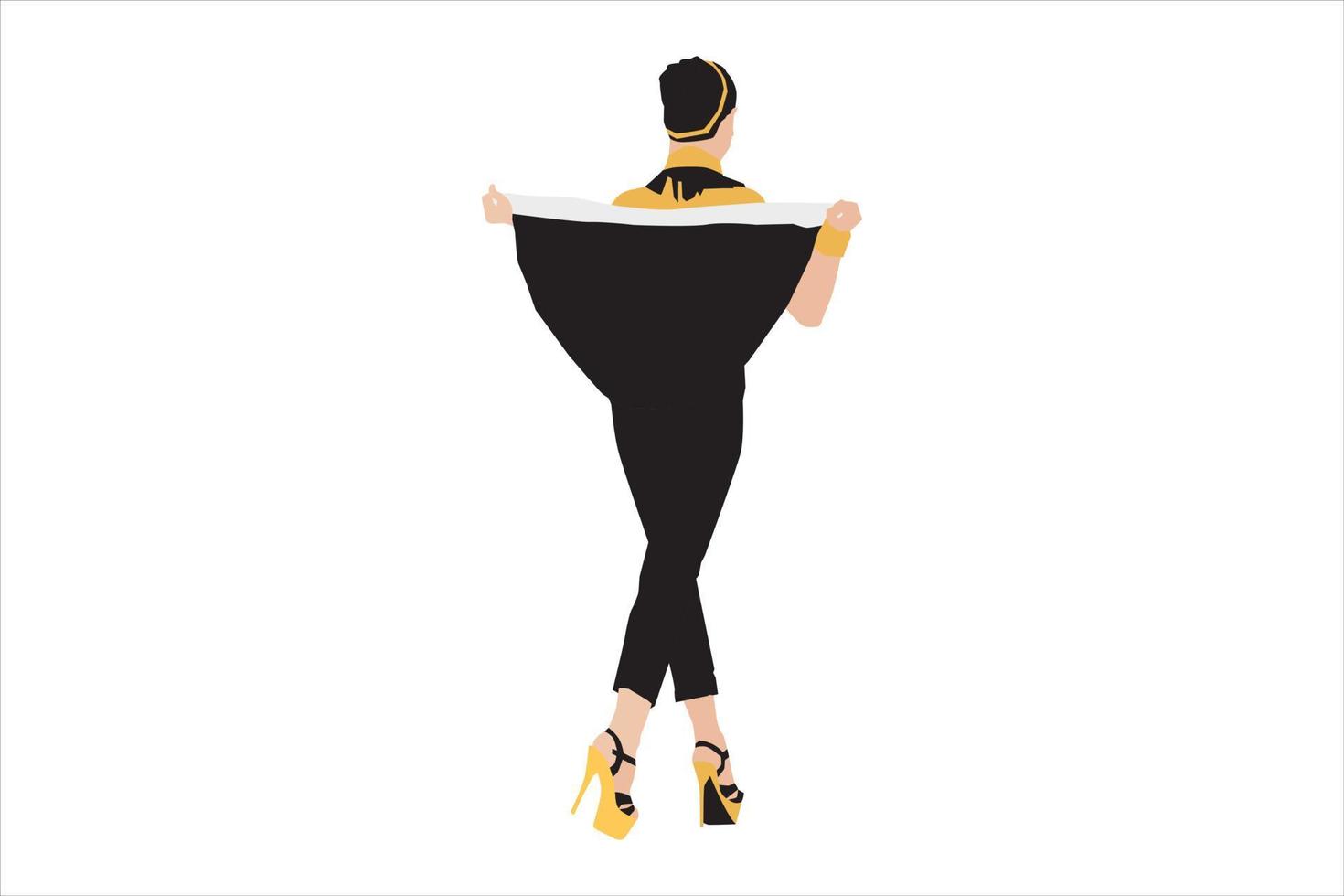 Ilustración vectorial de mujeres de moda posando en la acera vector