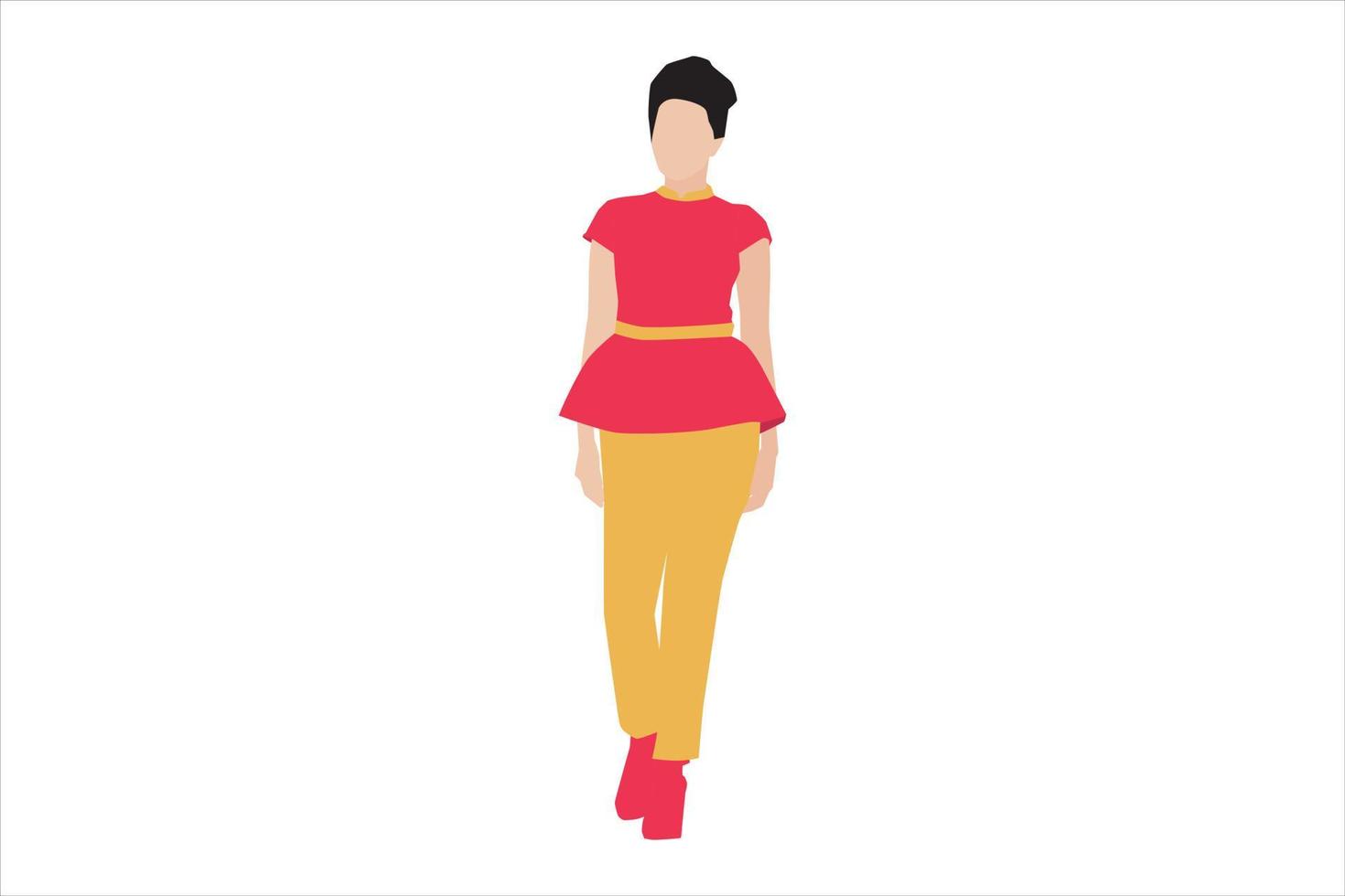 Vector illustration of casual women walking on the sidewalk