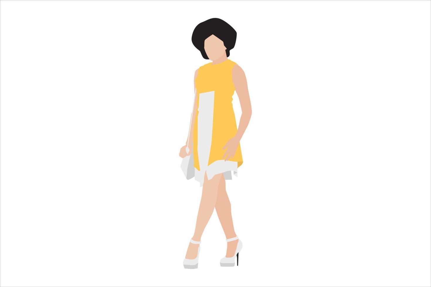 Vector illustration of elegant women walking on the sidewalk