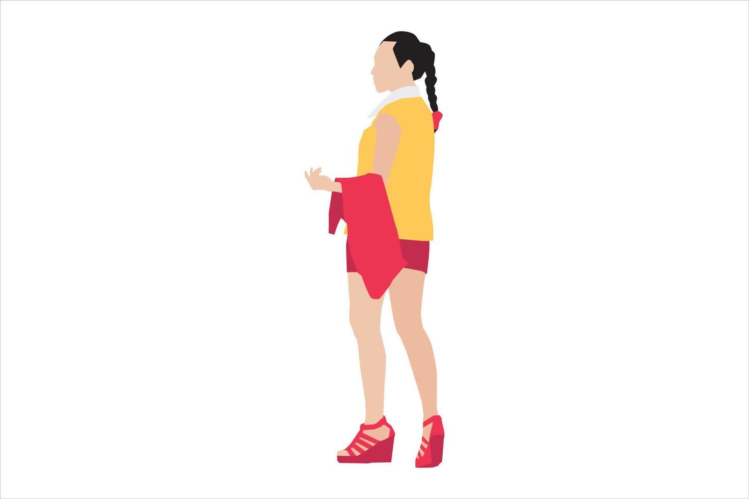 ilustración vectorial de mujeres casuales posando en la acera vector