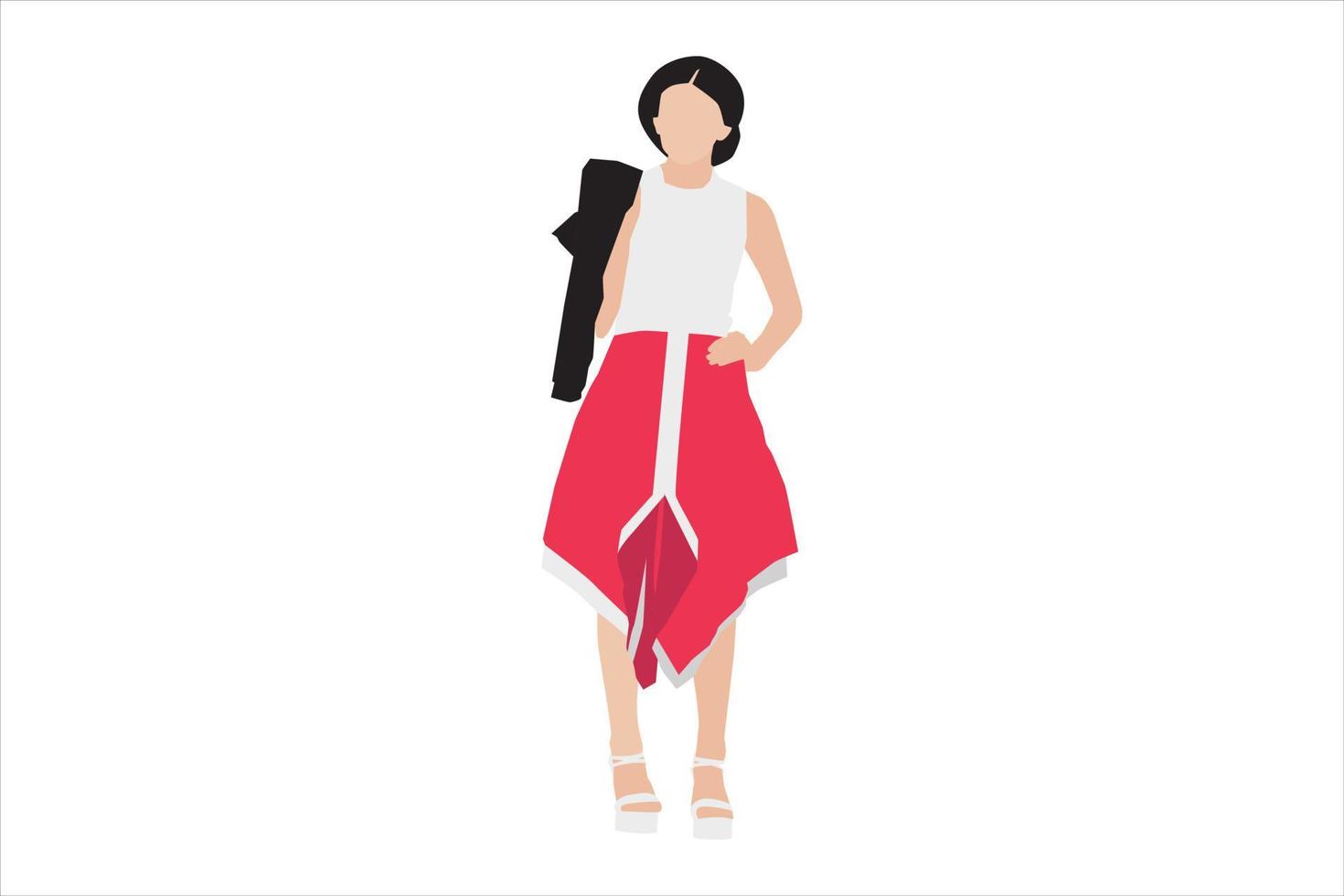 Vector illustration of fashionable women posing on the sidewalk
