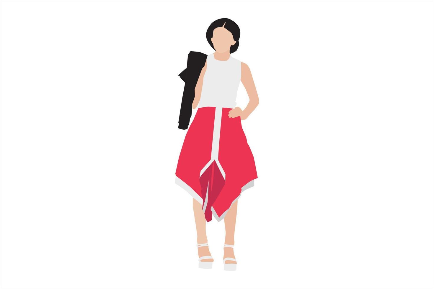 Ilustración vectorial de mujeres de moda posando en la acera vector