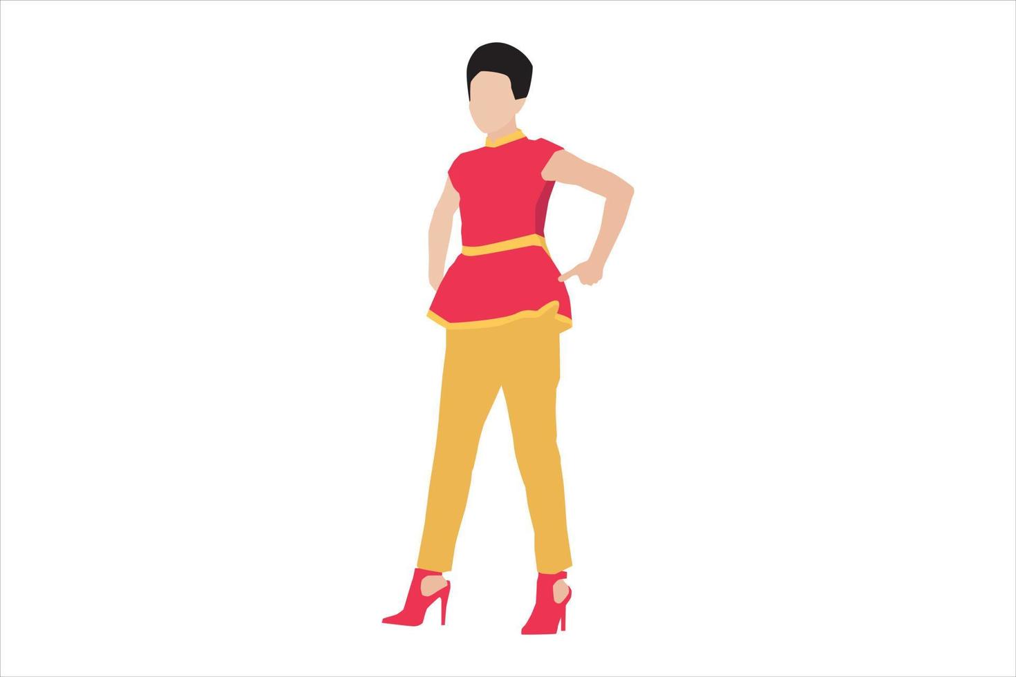 Ilustración vectorial de mujeres de moda posando en la acera vector