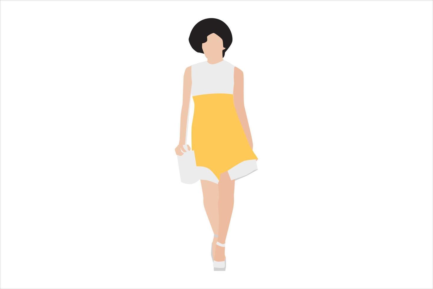 Vector illustration of elegant women walking on the sidewalk