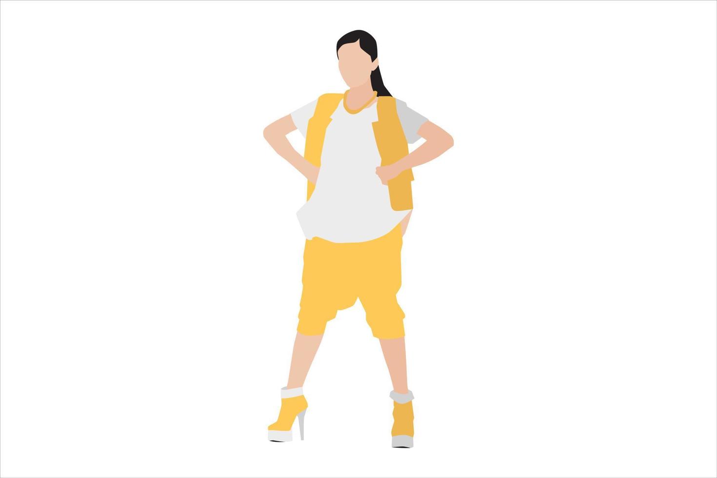 Vector illustration of fashionable women posing on the sidewalk