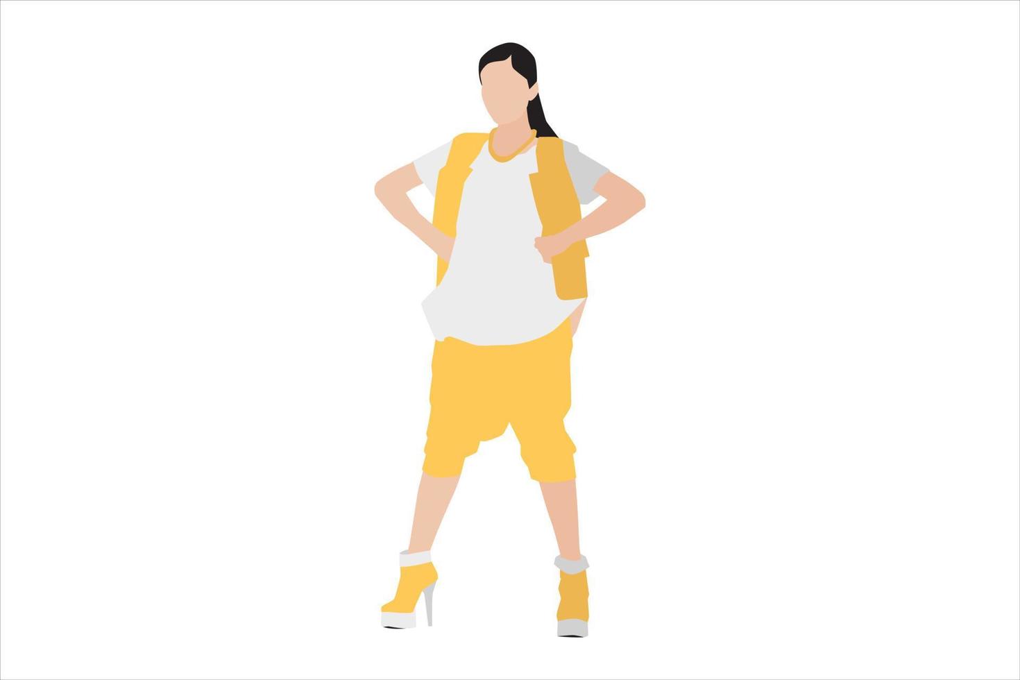 Ilustración vectorial de mujeres de moda posando en la acera vector