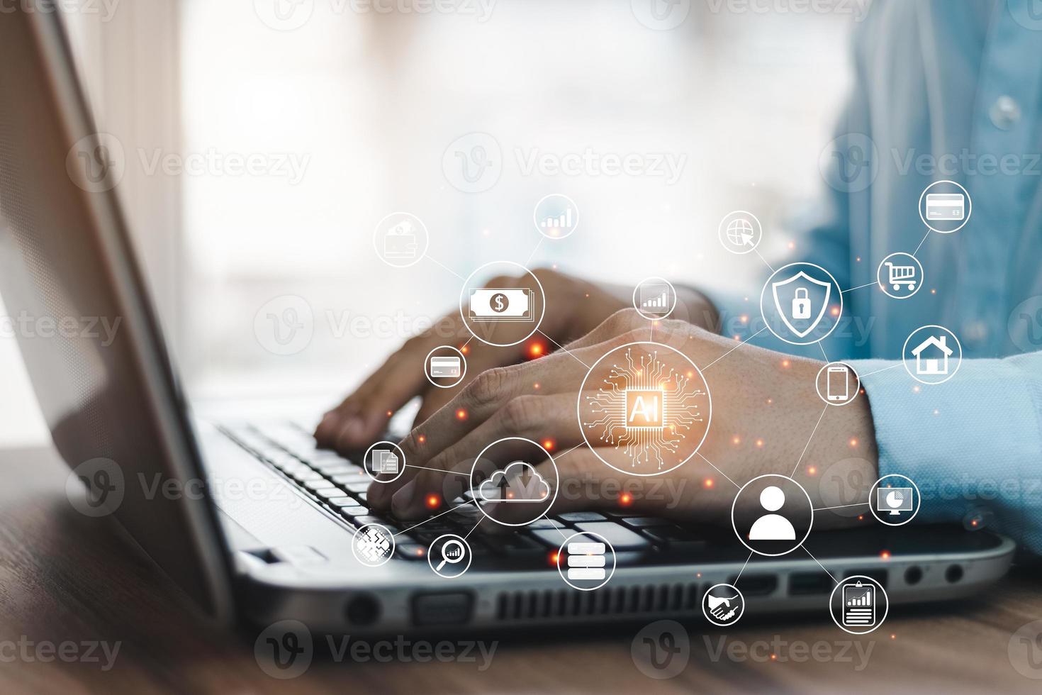 Digital transformation technology strategy,the transformation of ideas and the adoption of technology in business in the digital age, enhancing global business capabilities. photo