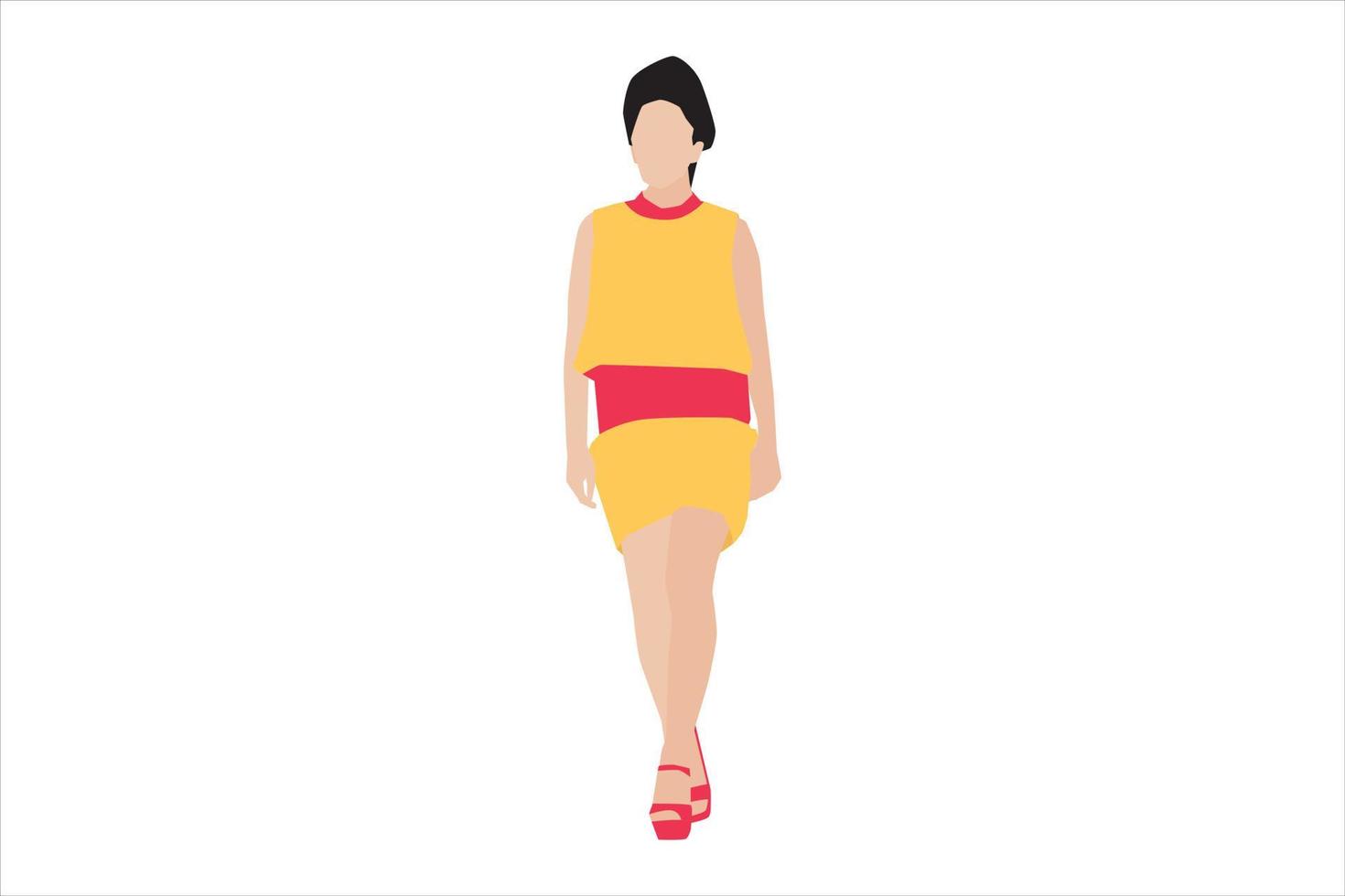 Vector illustration of elegant women walking on the sidewalk