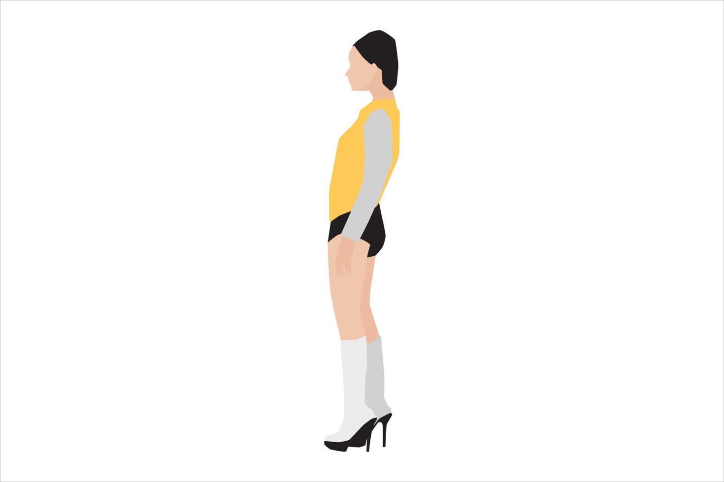 Vector illustration of fashionable women posing on the sidewalk