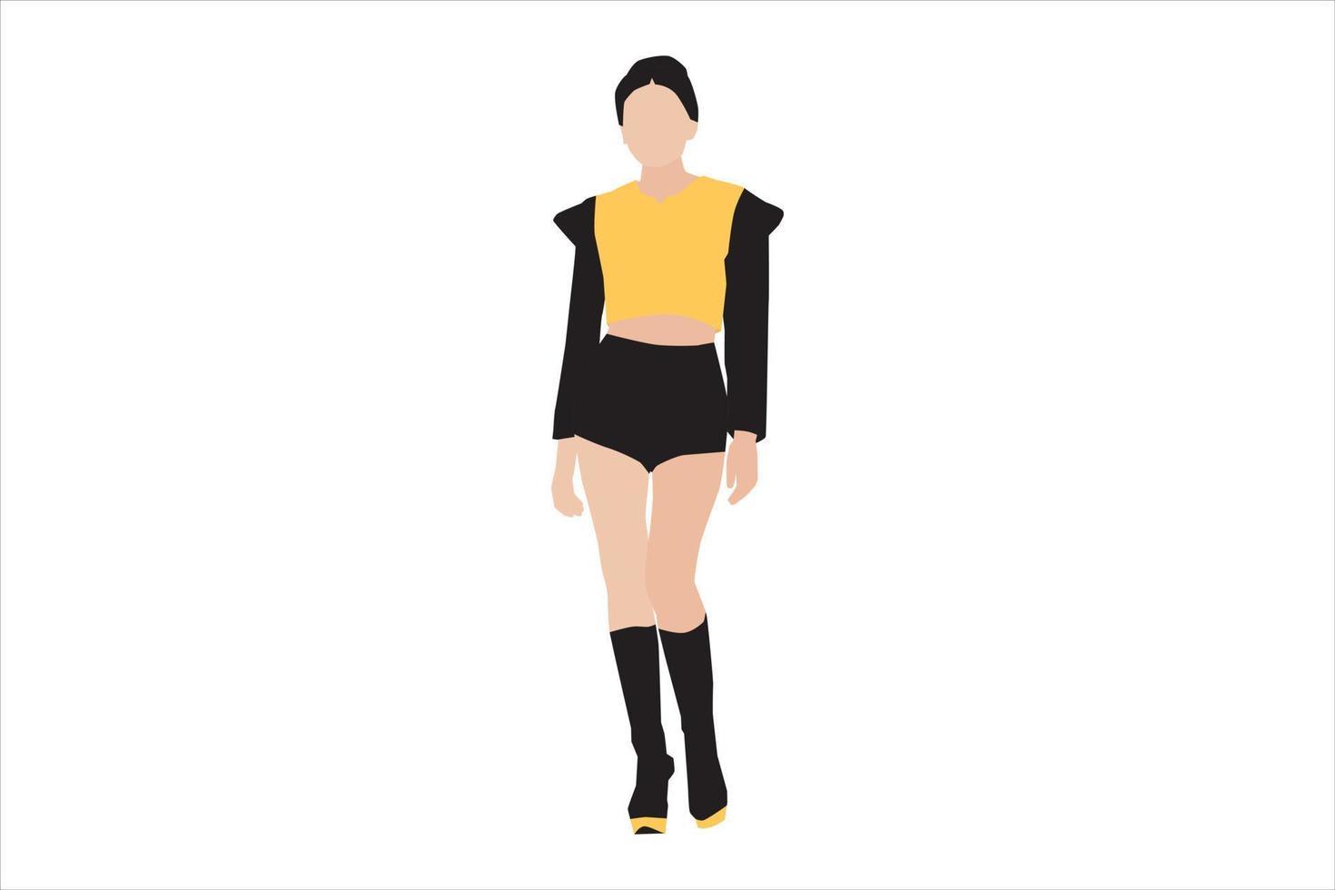 Vector illustration of fashionable women walking on the sidewalk