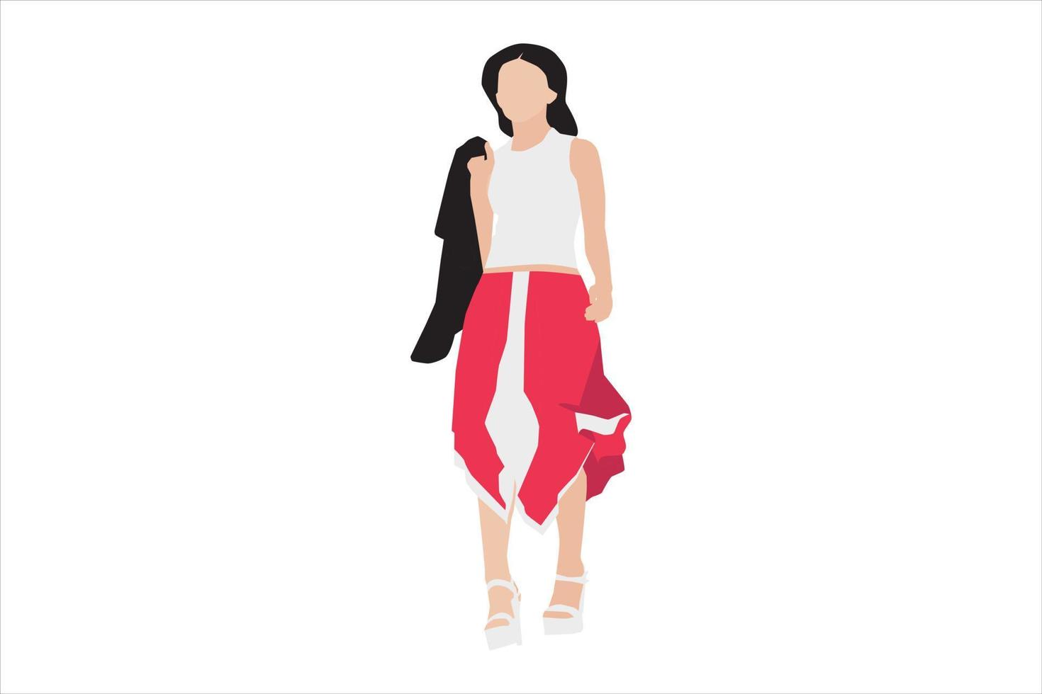 Vector illustration of fashionable women posing on the sidewalk