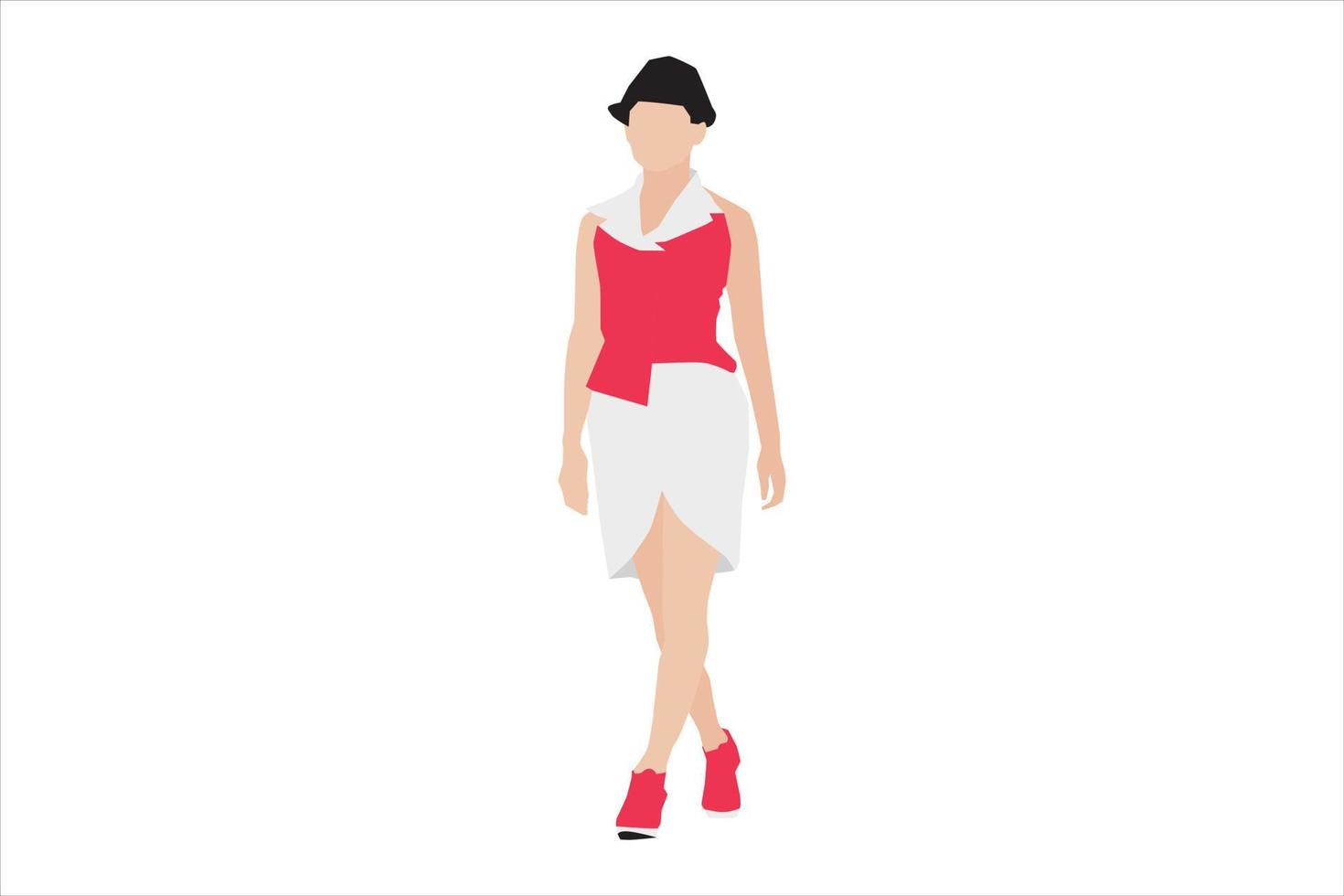 Vector illustration of casual women walking on the sidewalk