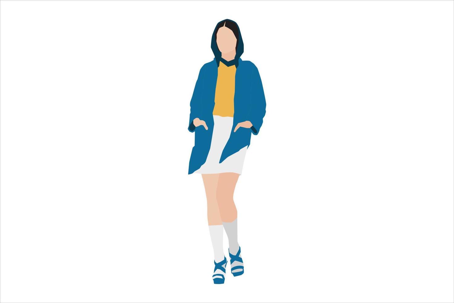 Ilustración vectorial de mujeres elegantes caminando por la acera vector