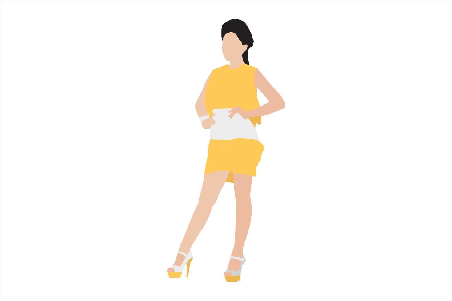 Vector illustration of elegant women posing on the sidewalk