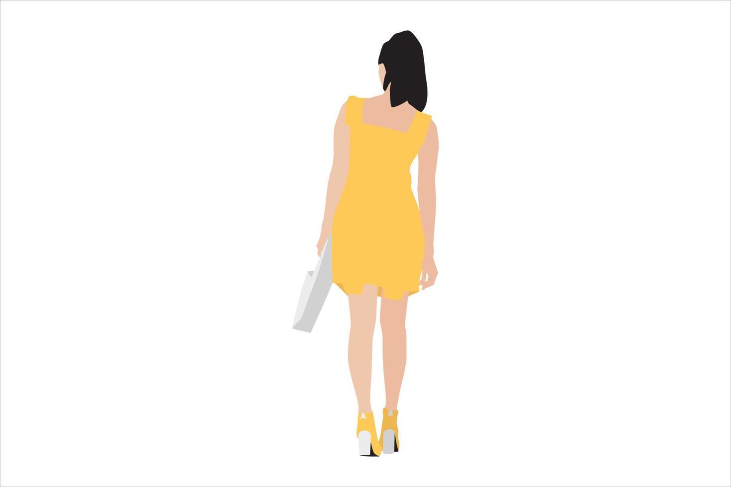 Vector illustration of elegant women walking on the sidewalk