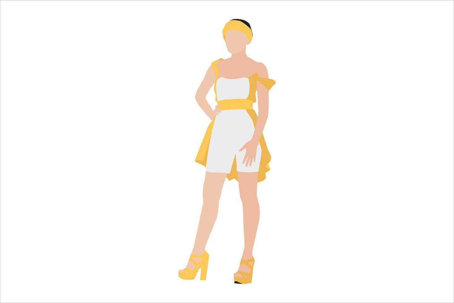 Vector illustration of elegant women posing on the sidewalk