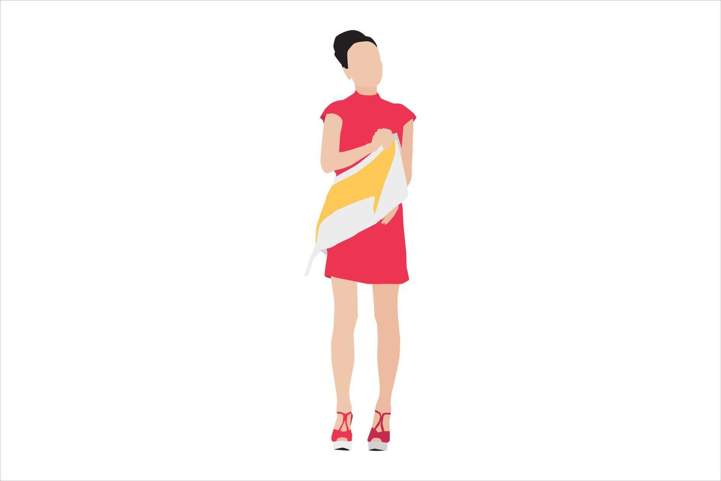 Vector illustration of elegant women posing on the sidewalk